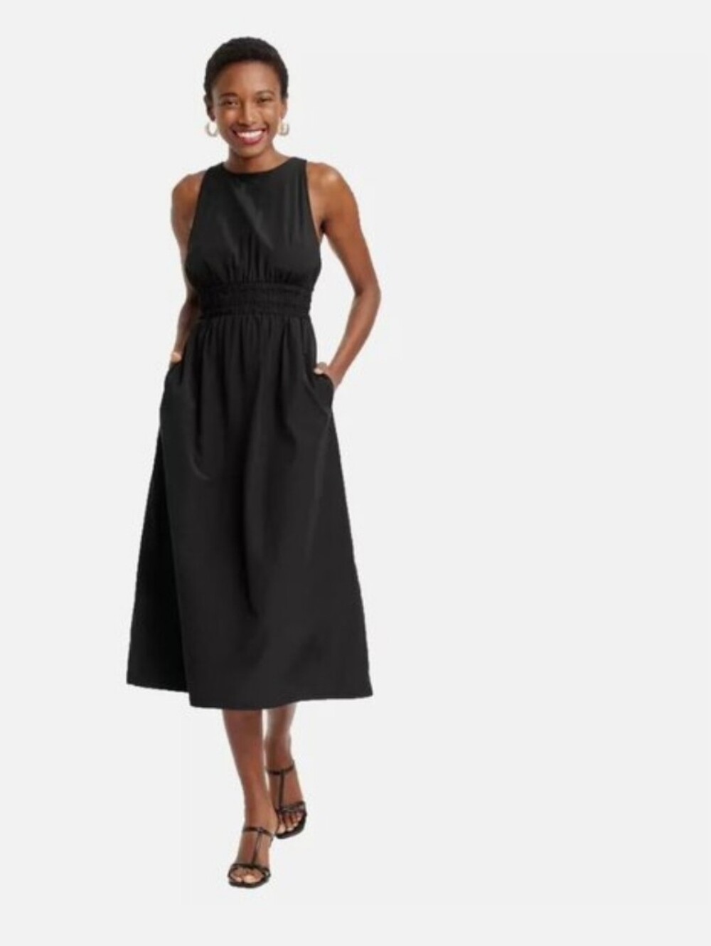 A New Day Poplin Cross Back Dress With POCKETS - Picture 2 of 7